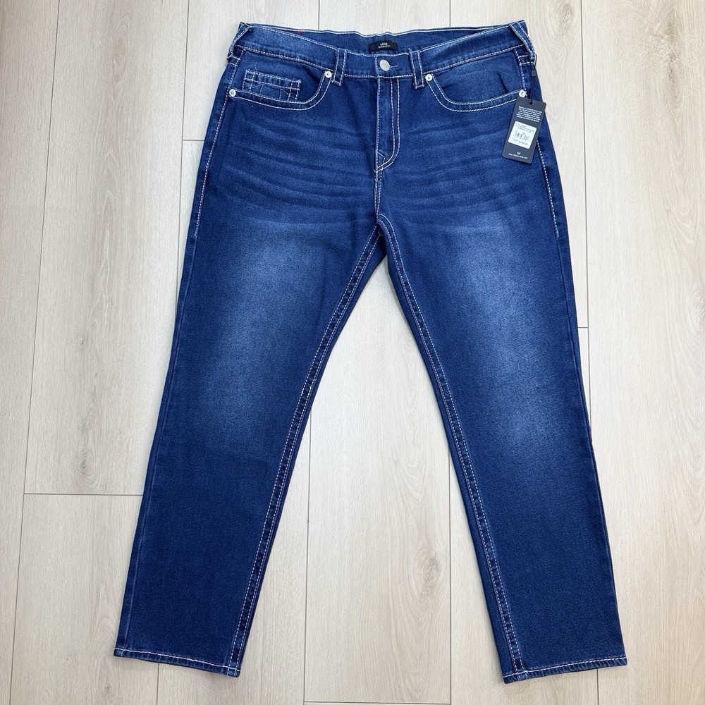 True Religion Geno Relaxed Slim‎ Jeans Mens 38x32 Medium Rustic Barn Wash NWT
